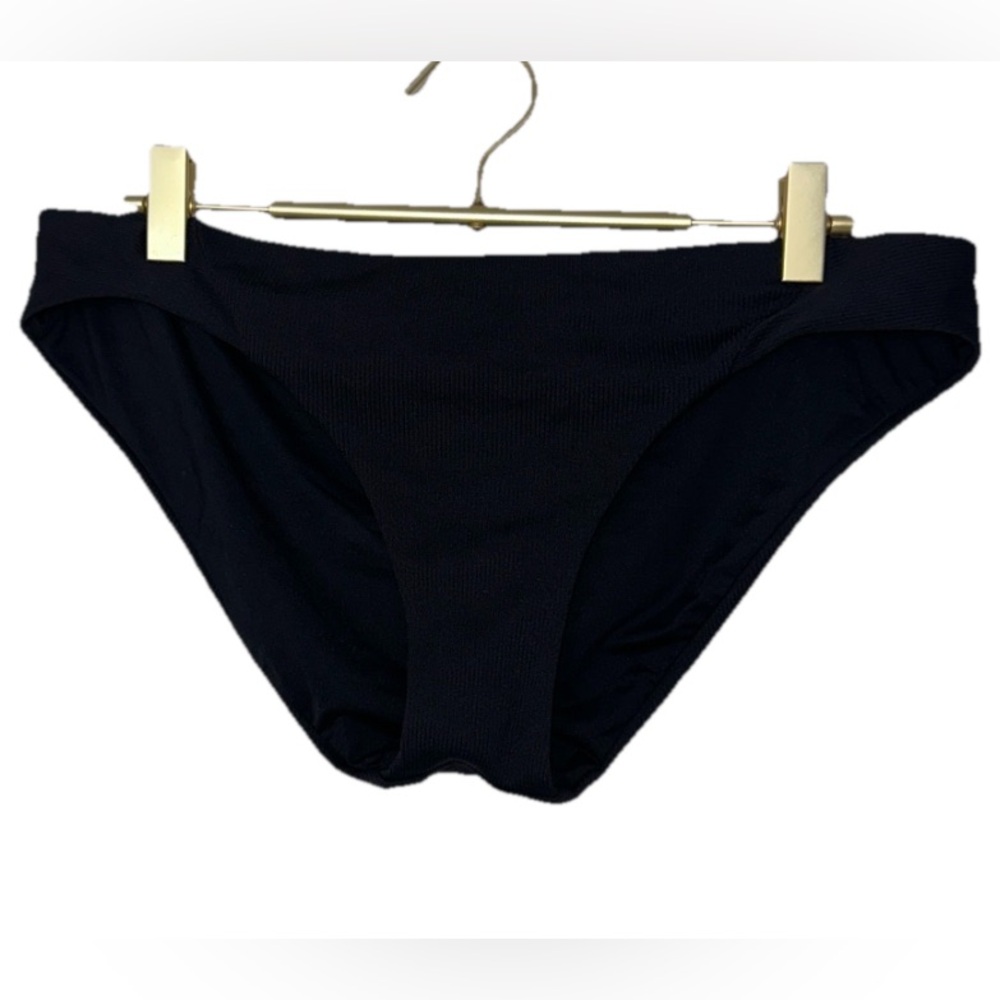 Becca Swim Black Ribbed Bikini Bottom Sz. L